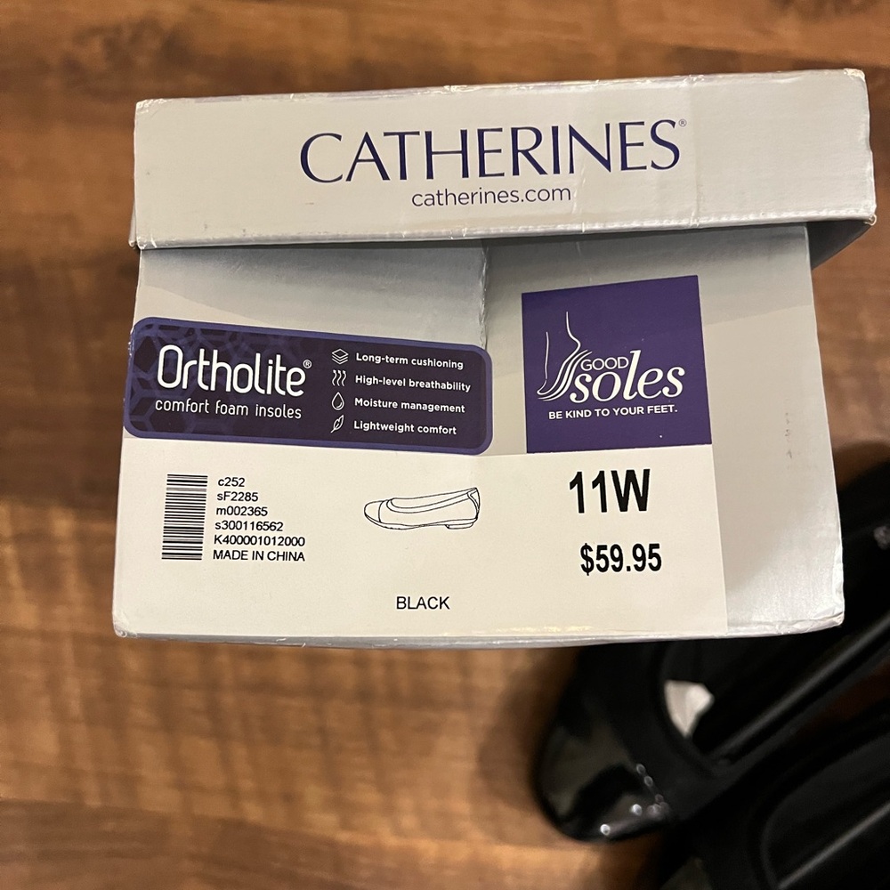 NWT Ortholite Black Ballet Flats from Catherine’s. Sz 11W - Picture 2 of 4